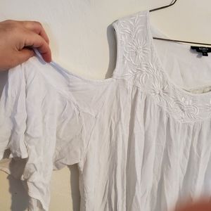 White cold shoulder top